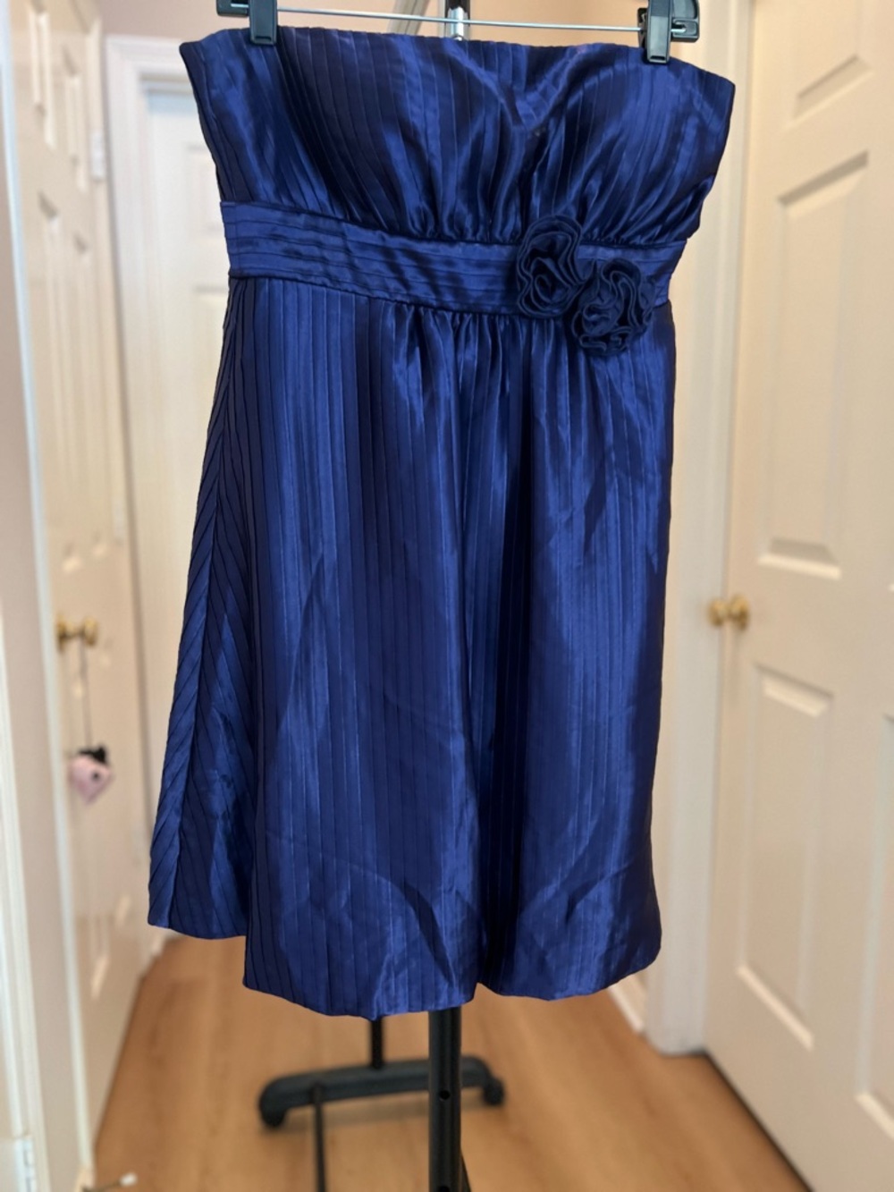 Sangria Strapless Royal Blue Party Dress with Rosette Waistband (Prom, Party)